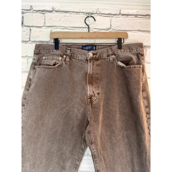 Men's Abercrombie & Fitch Loose Baggy Straight Jeans size 38x34 Black Brown - Picture 4 of 8